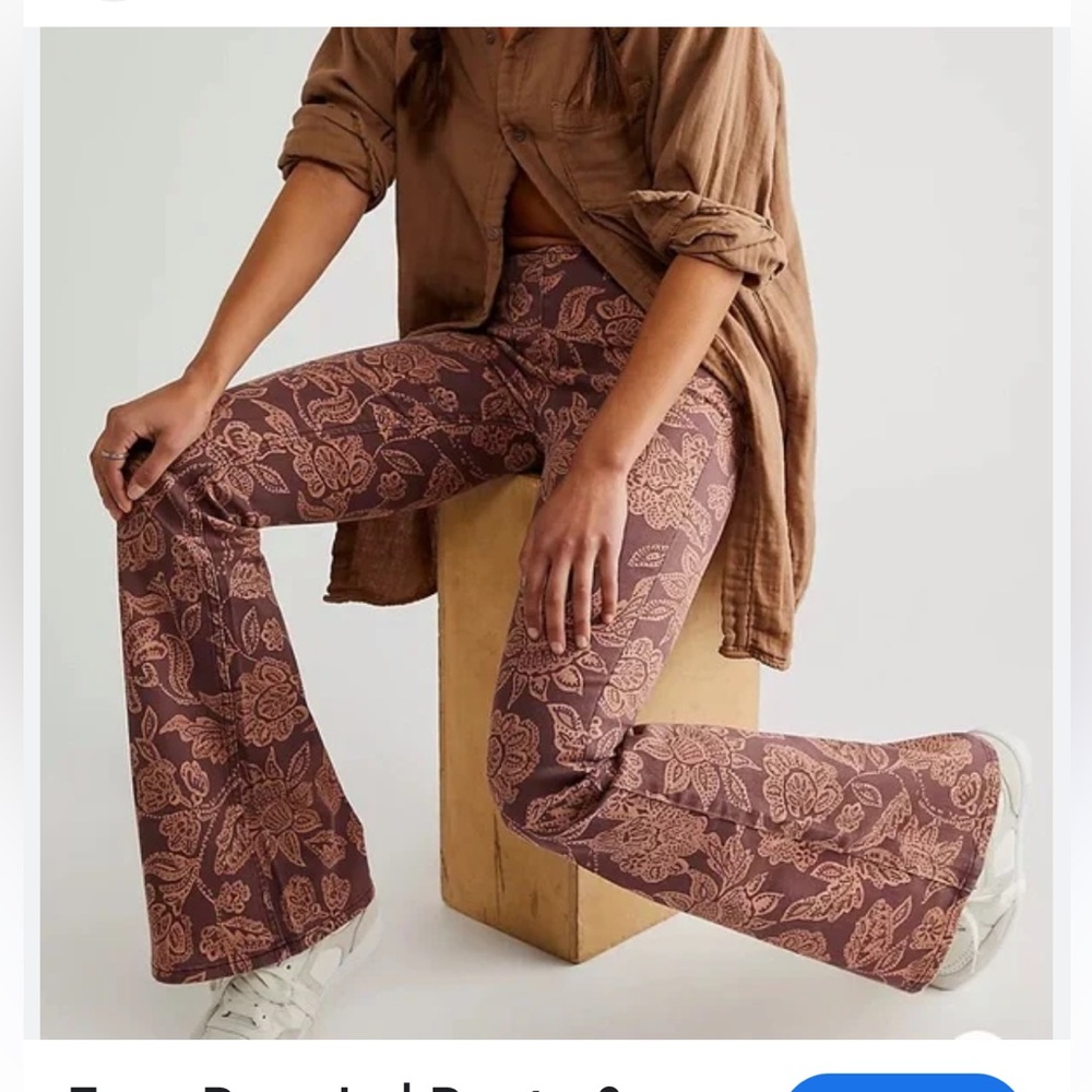 Free People Jeans We the Free Penny Pull-On Printed Flare Jeans